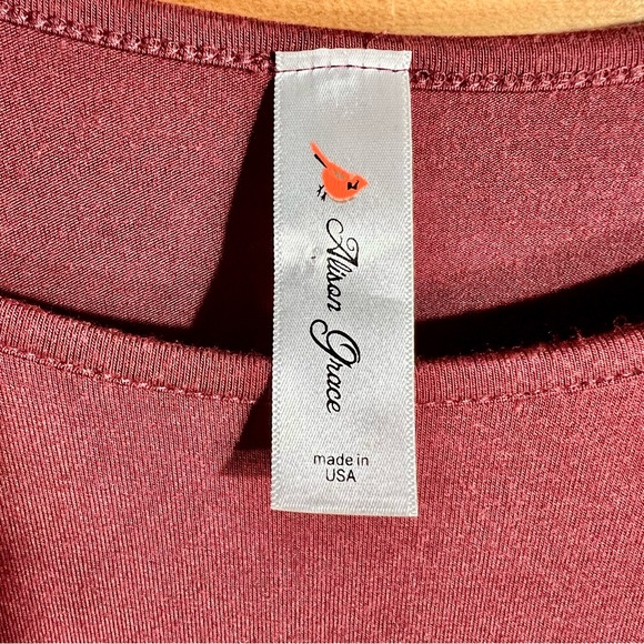 Alison Grace Dusty Rose Ruffled Sheath 3/4 Sleeve Midi Dress Cottagecore USA - Picture 2 of 8